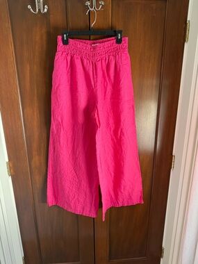Anthropologie cotton linen smock waist pants - sz Med Tall